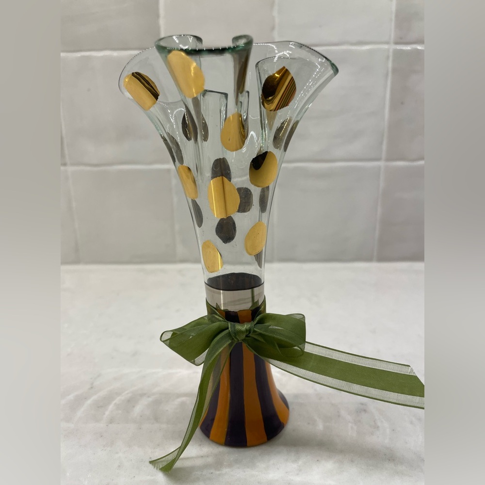 MacKenzie-Childs 6” Circus Glass Bud Vase - Picture 2 of 3